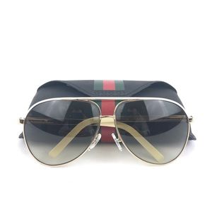 Gucci Aviator Sunglasses Gold & White